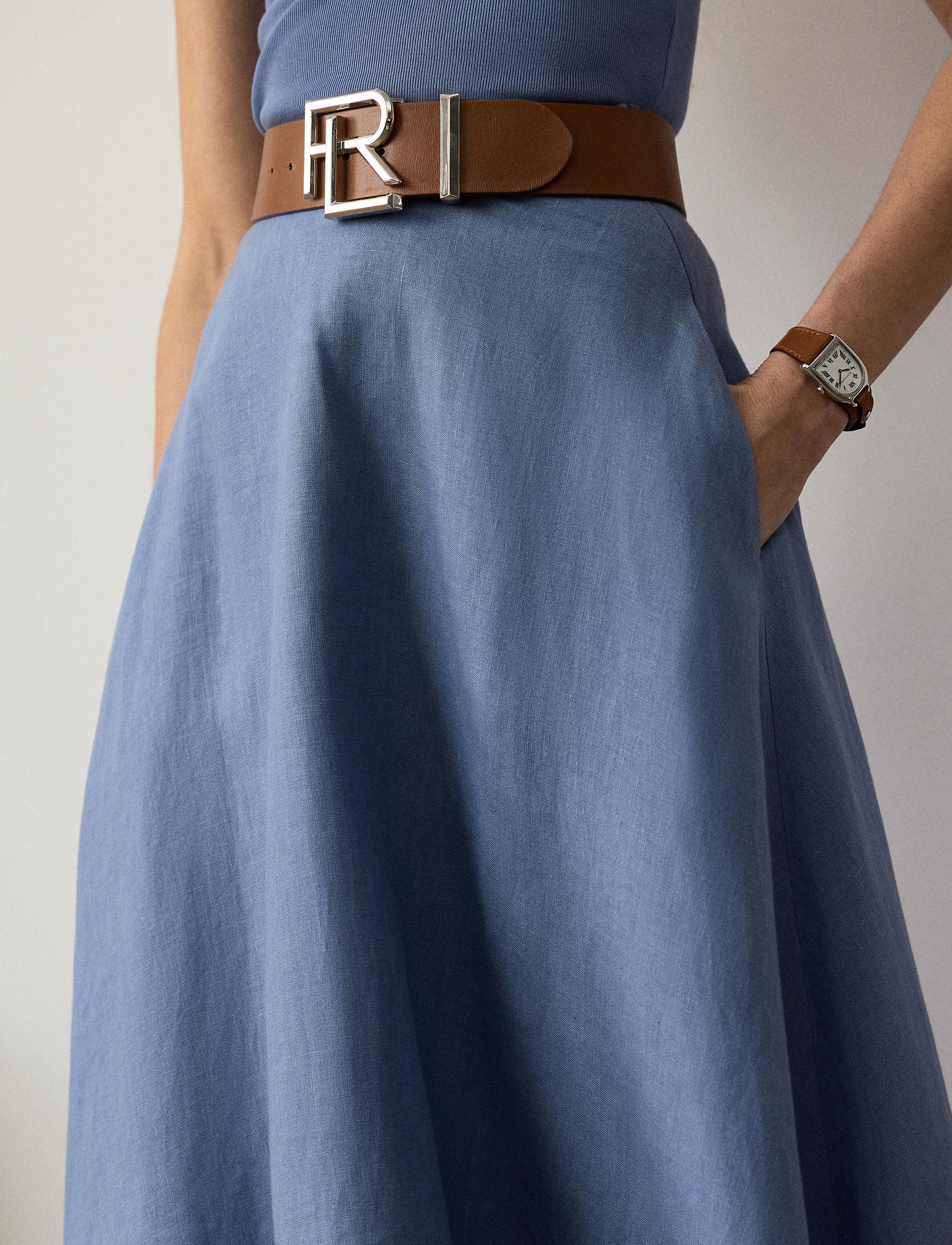 Erica skirt in linen - Cornflower