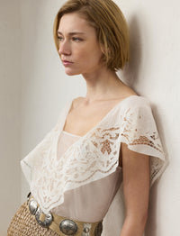 High-neck blouse - Cream