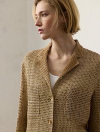 Blazer Lydia à double boutonnage en cuir - Sable