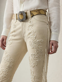 Pantalon Annabeth à franges en daim - Cream
