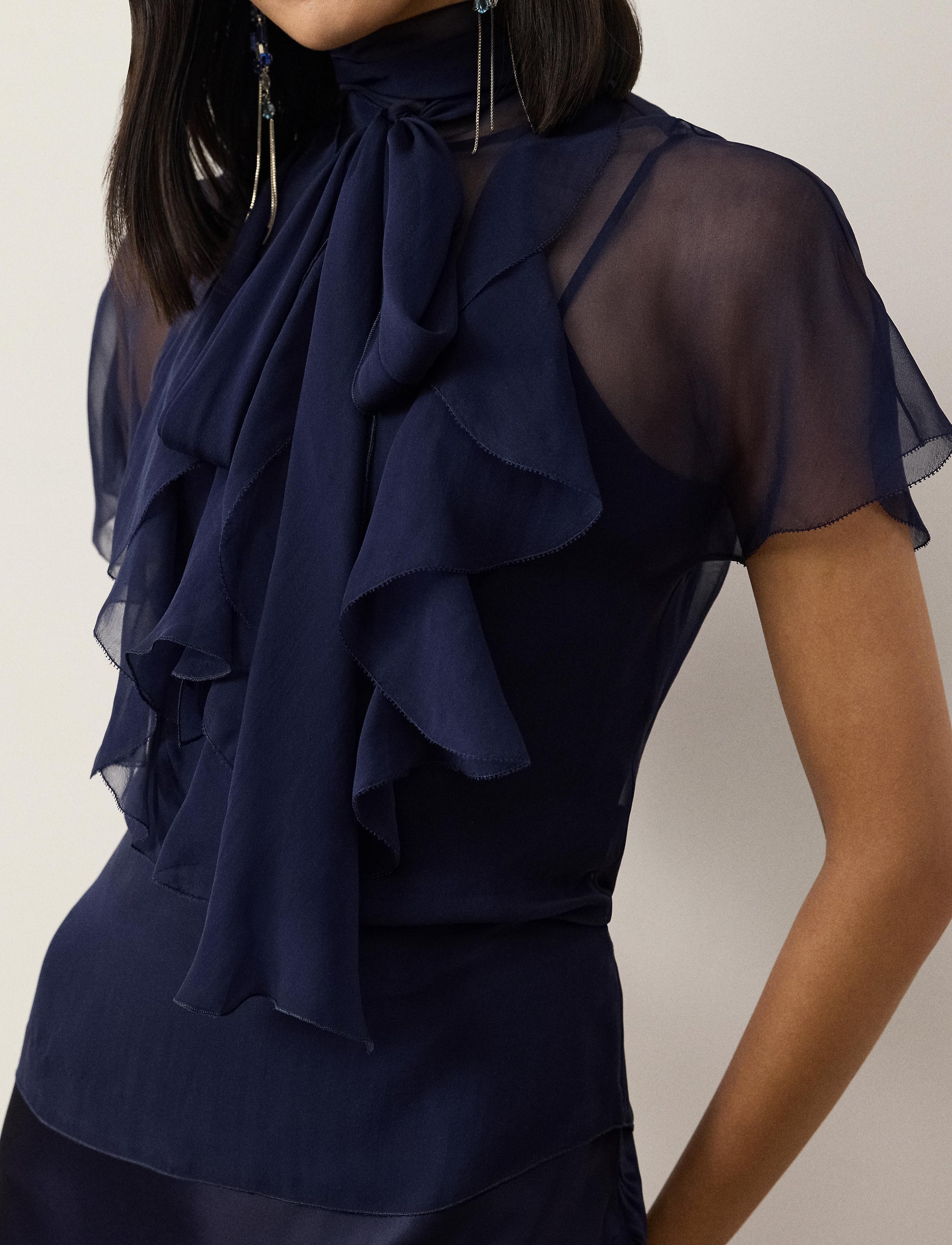 Blouse Etta en mousseline de soie lavée - Lux Navy