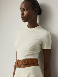 Robe à manches courtes en jersey stretch - Lux Cream