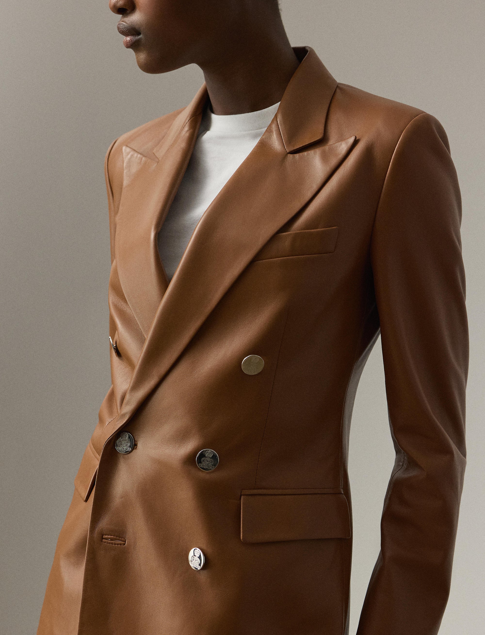 Veste Camden en cuir - Light Toffee