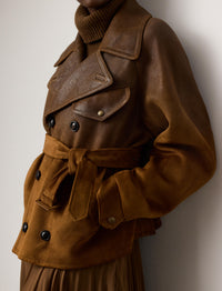 Veste moto Eldridge en cuir - Distressed Brown