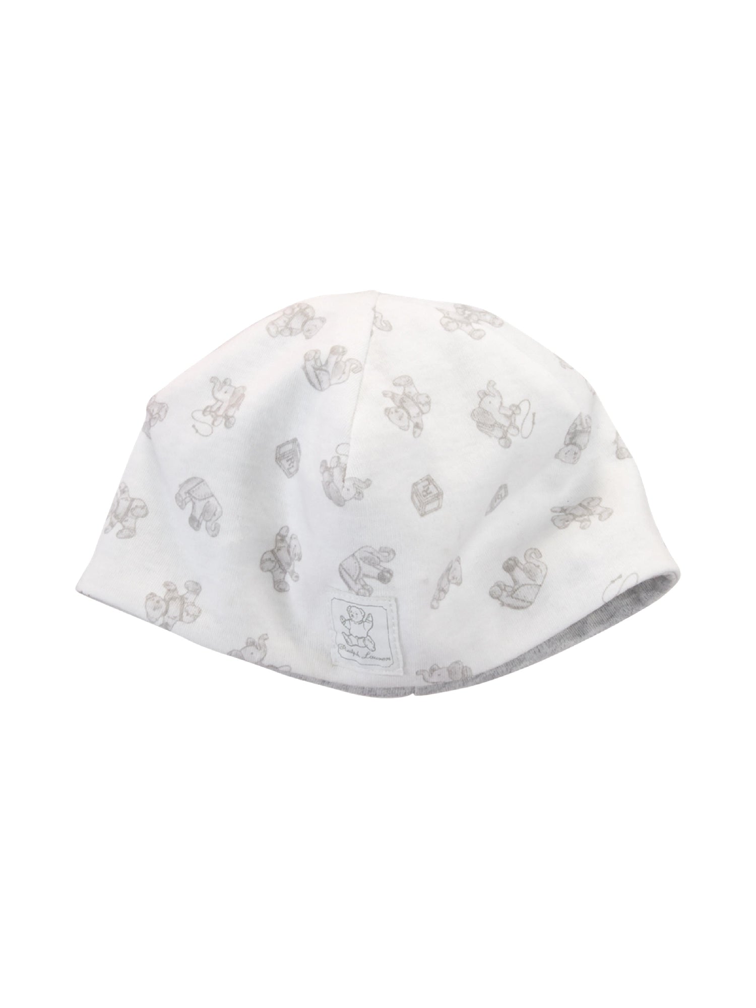 Bonnet réversible motif oursons en coton - Paper White & Multicolore