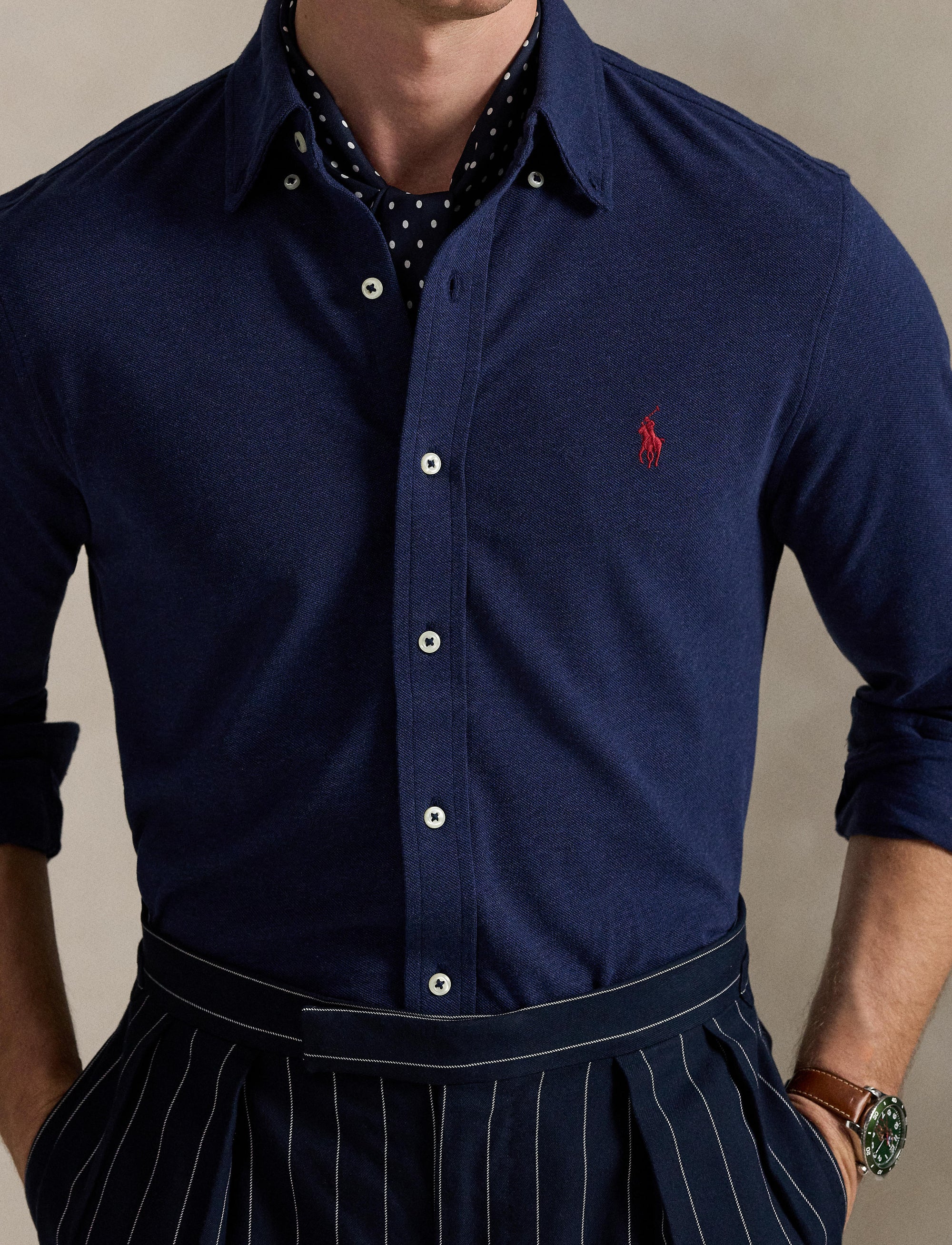 Chemise ultra-légère en coton piqué - Spring Navy Heather