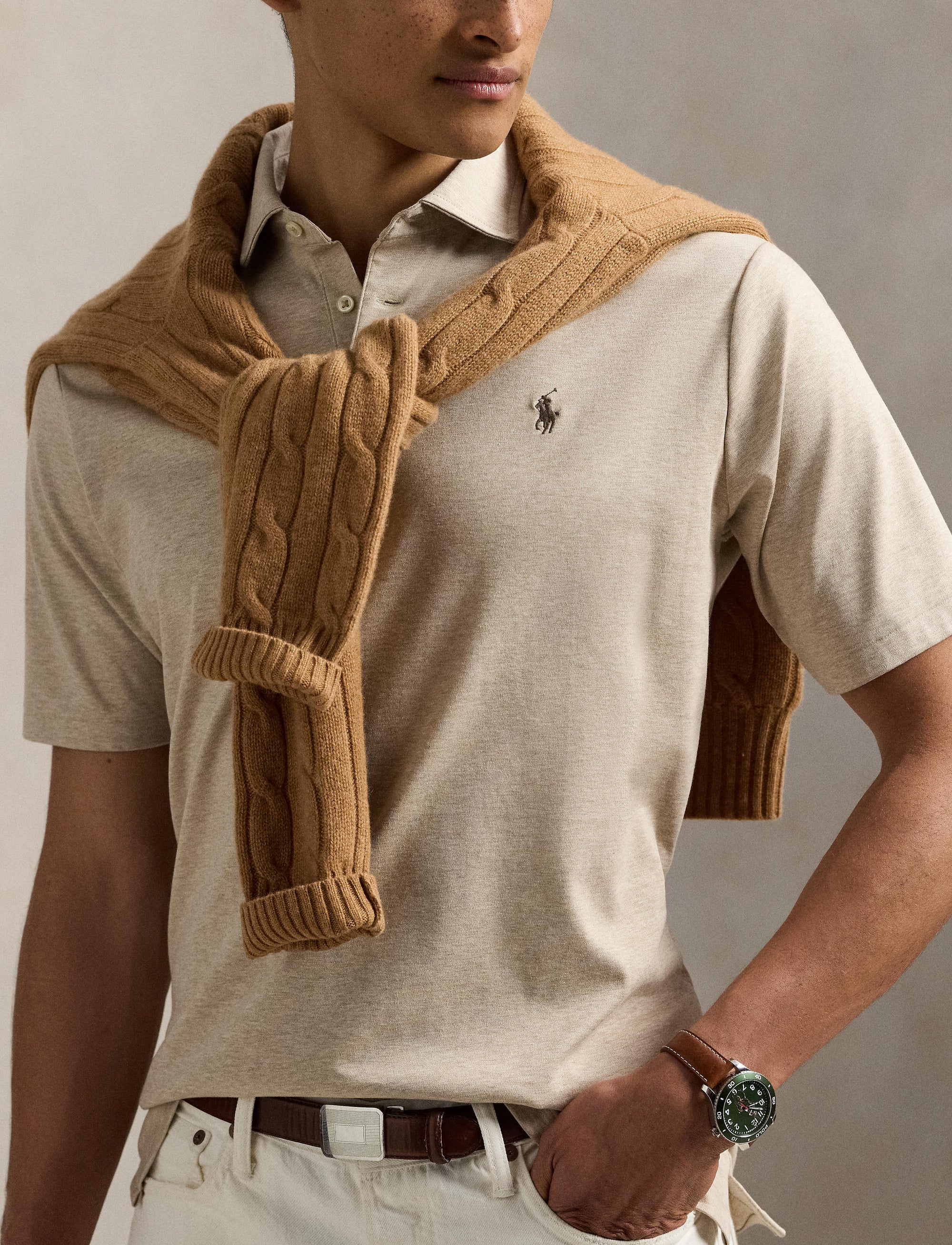Polo coupe classique en coton doux - Sand Heather