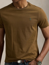 T-shirt col rond jersey Custom Slim Fit - Nature Brown
