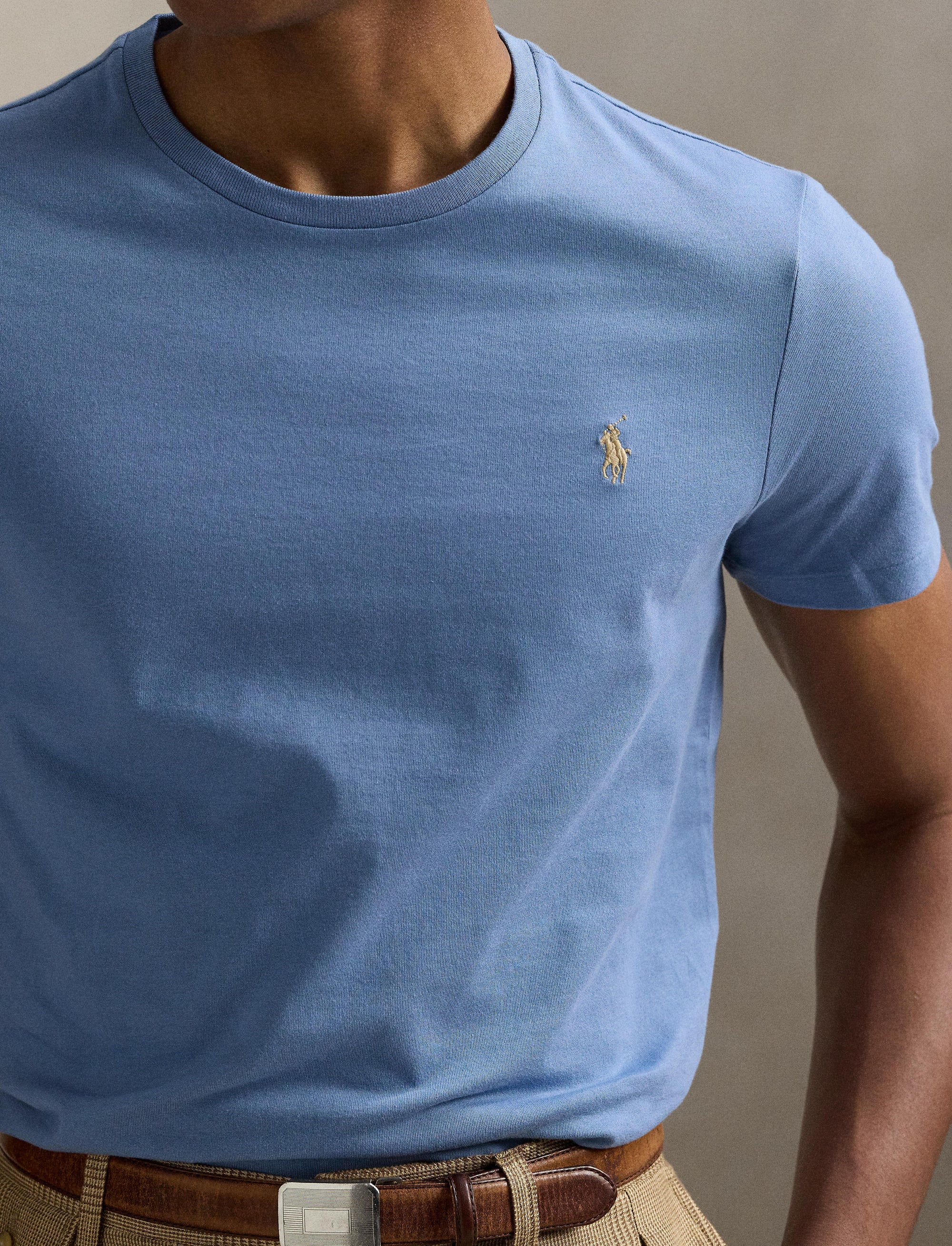 T-shirt col rond jersey Custom Slim Fit - Channel Blue
