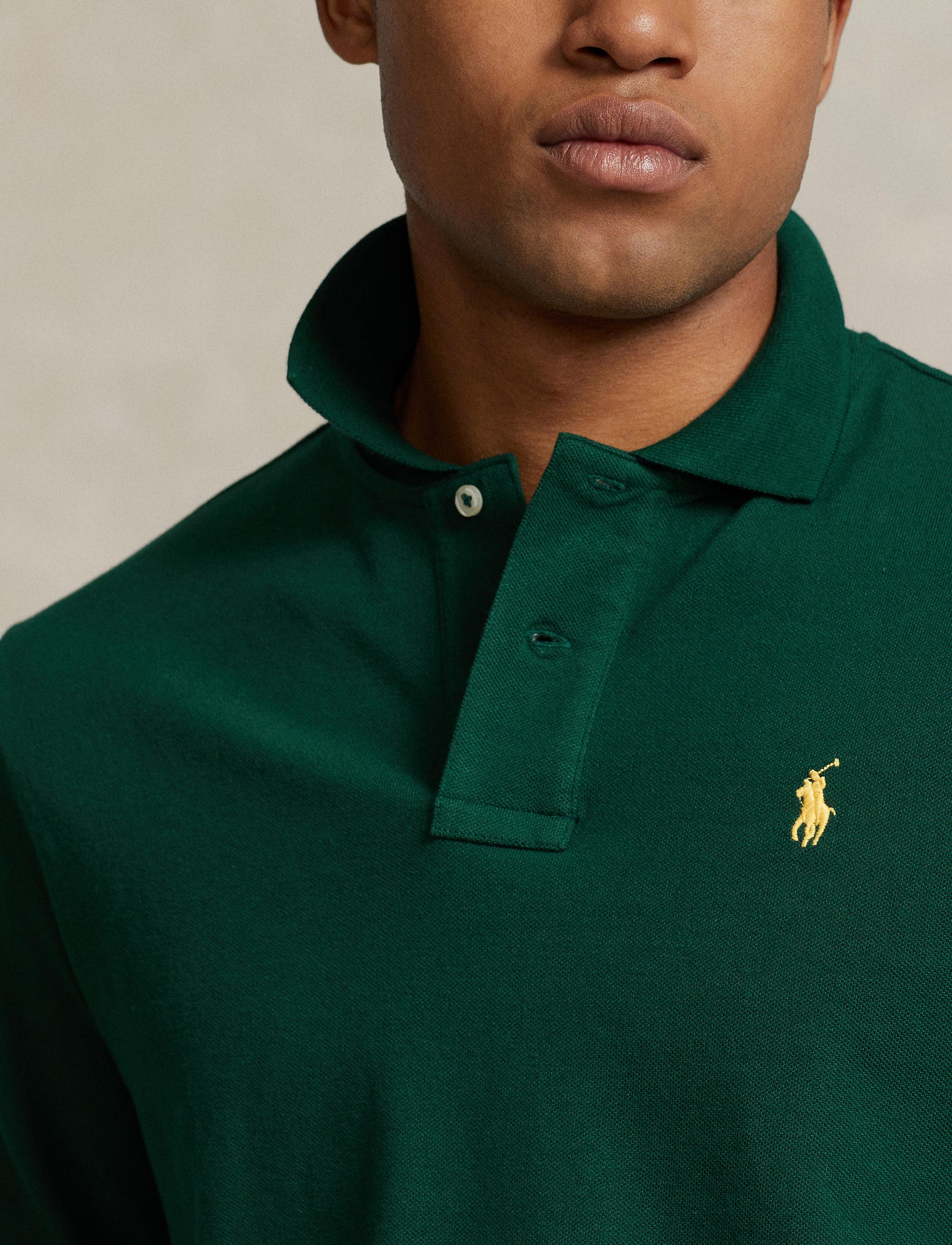 Polo coupe ajustée en piqué - Moss Agate