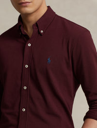 Ultra-lightweight piqué fitted shirt - Harvard Wine