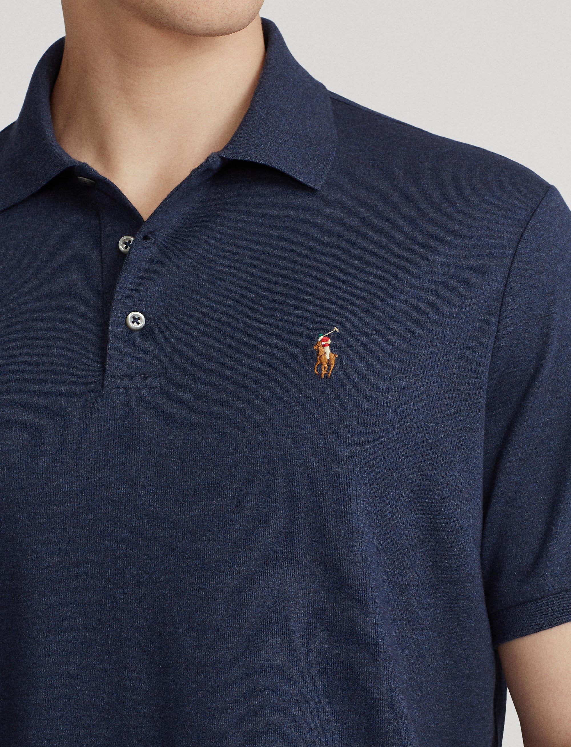 Polo en coton doux coupe ajustée - Spring Navy Heather
