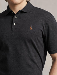Polo en coton doux coupe ajustée - Black Marl Heather