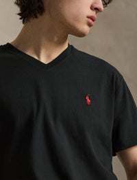 T-shirt classique à col V en jersey - Black