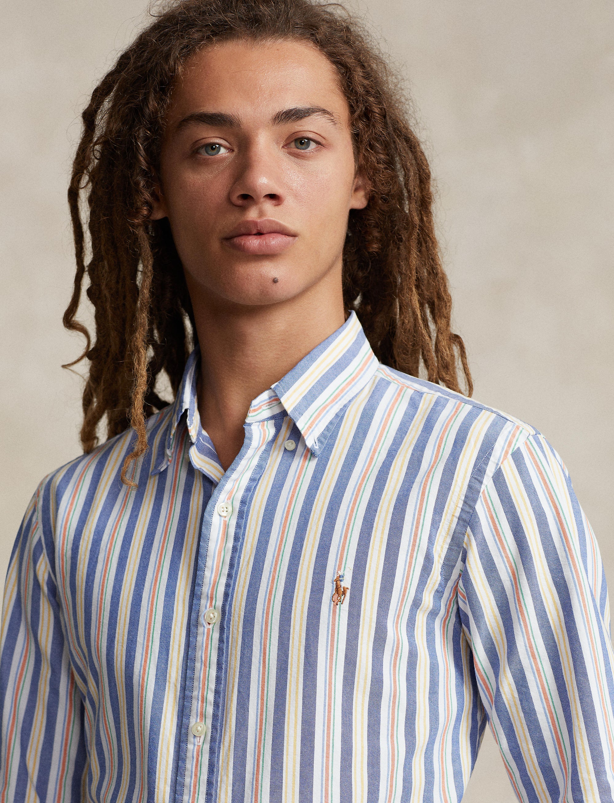 Chemise Oxford cintrée à rayures - Blue, White & Multicolore