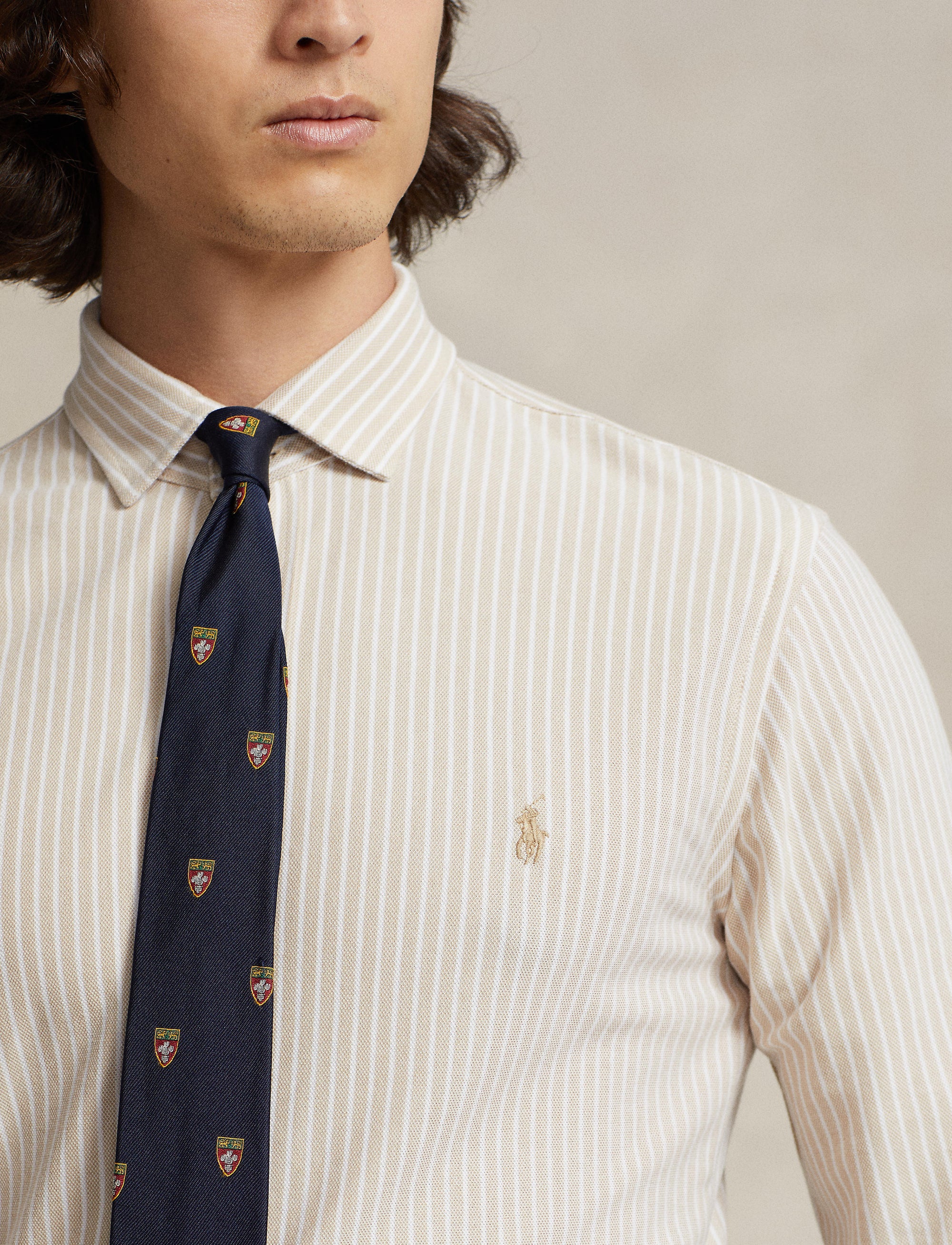 Chemise Oxford rayée coupe ajustée - Classic Tan & White
