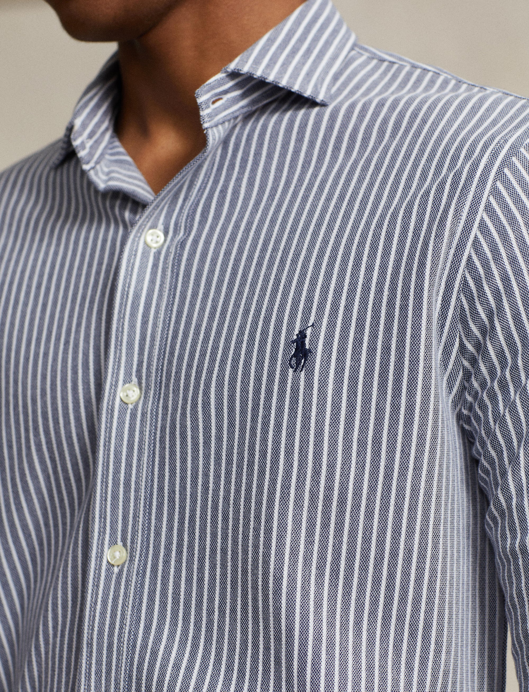 Chemise Oxford rayée coupe ajustée - Newport Navy & White