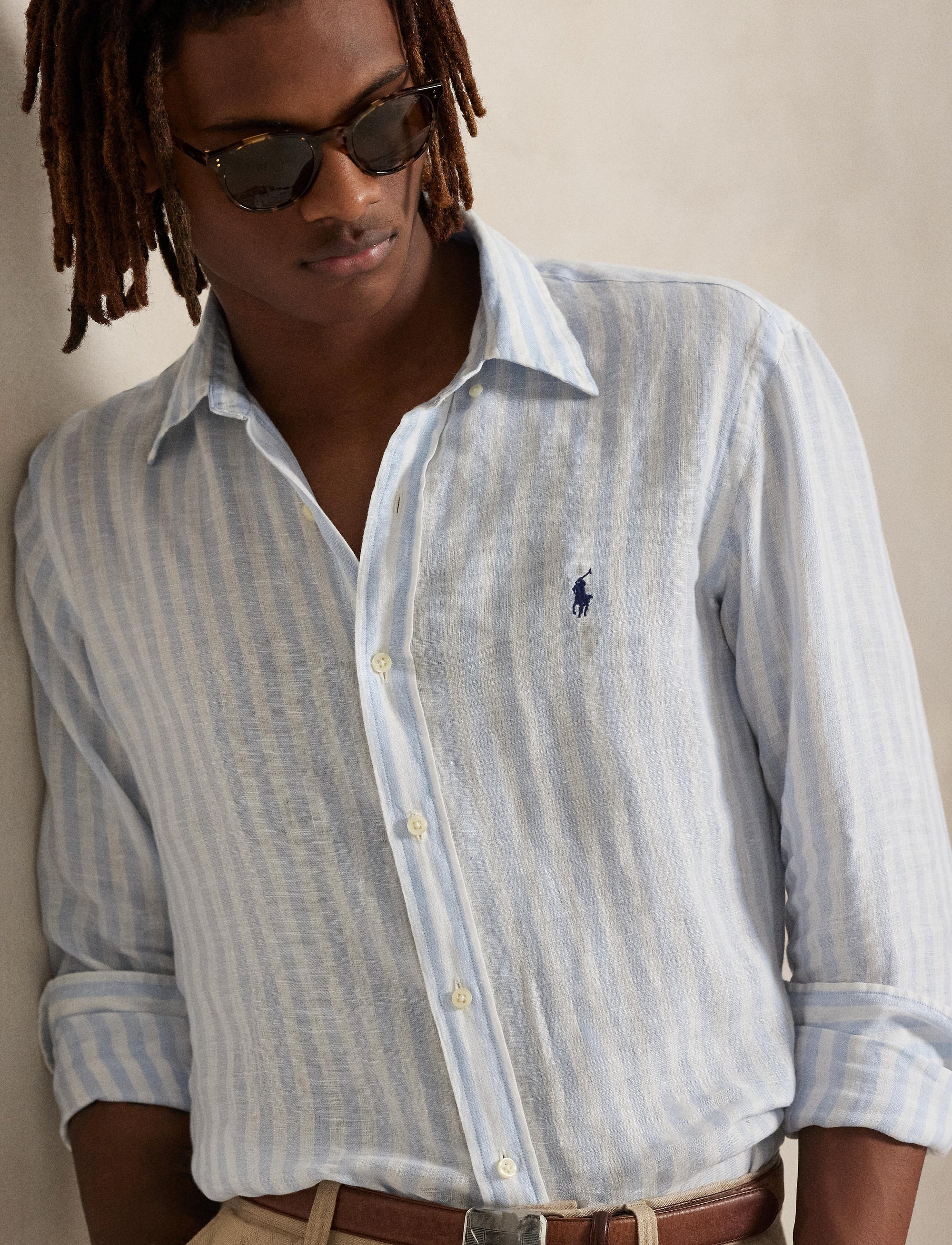 1pcs / NEW // 5138D OFFICE BLUE/WHITE SPORT SHIRT LONG SLEEVE CUBDPPCS