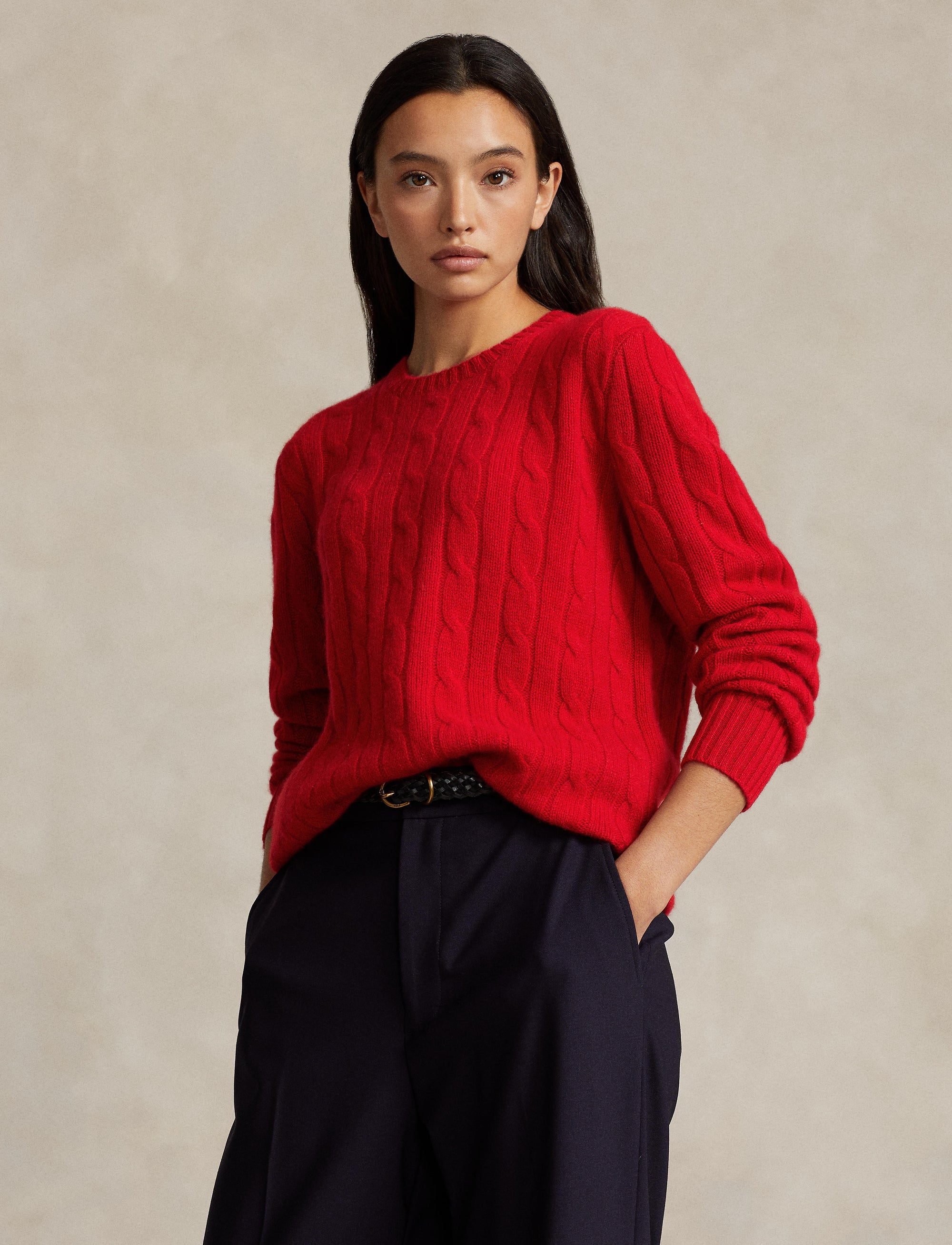 Pull iconique en cachemire torsadé - Park Ave Red