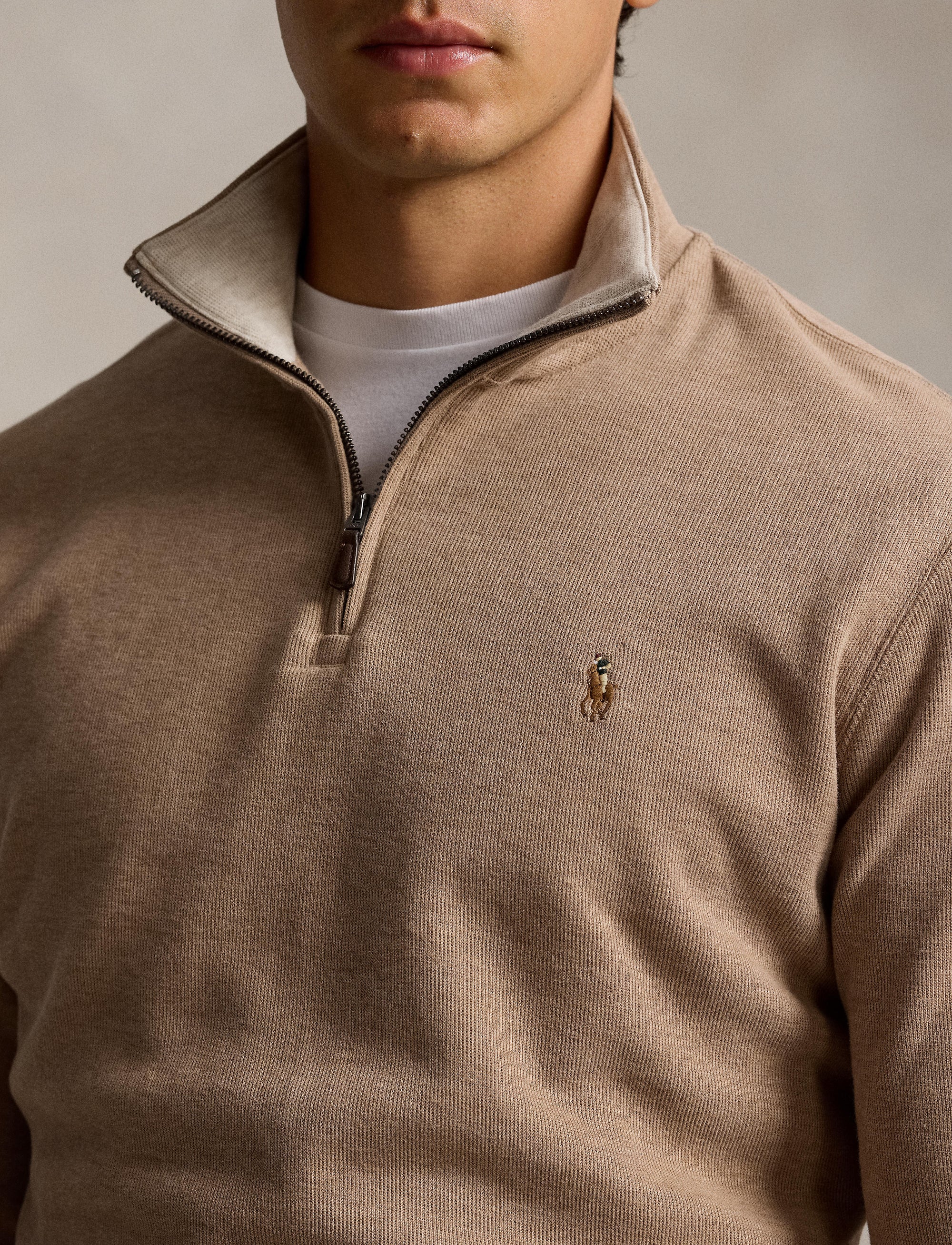 Pull demi-zippé côtelé Estate - Grey Cloud Heather & Ex Dune Int