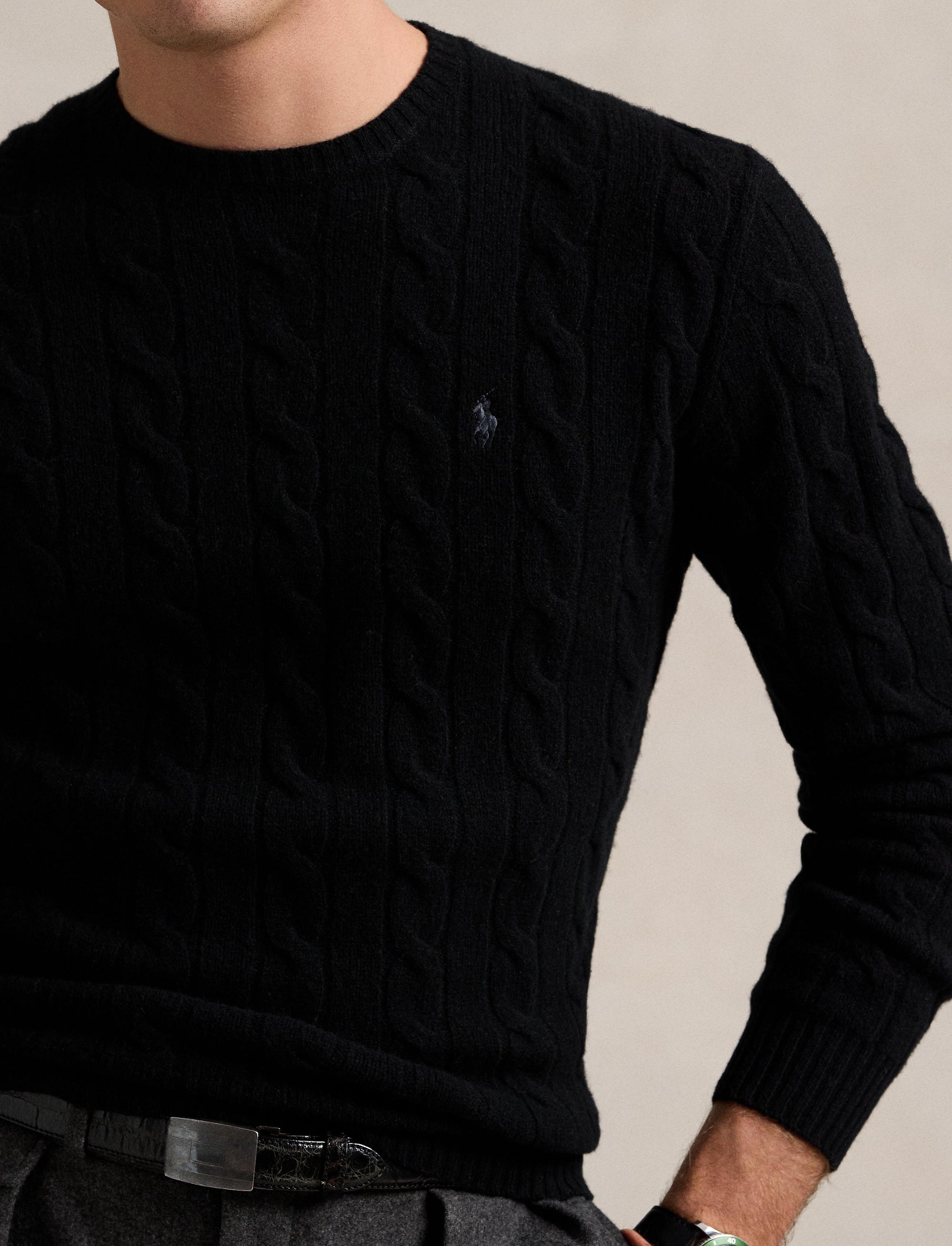 Pull en laine torsadée - Polo Black