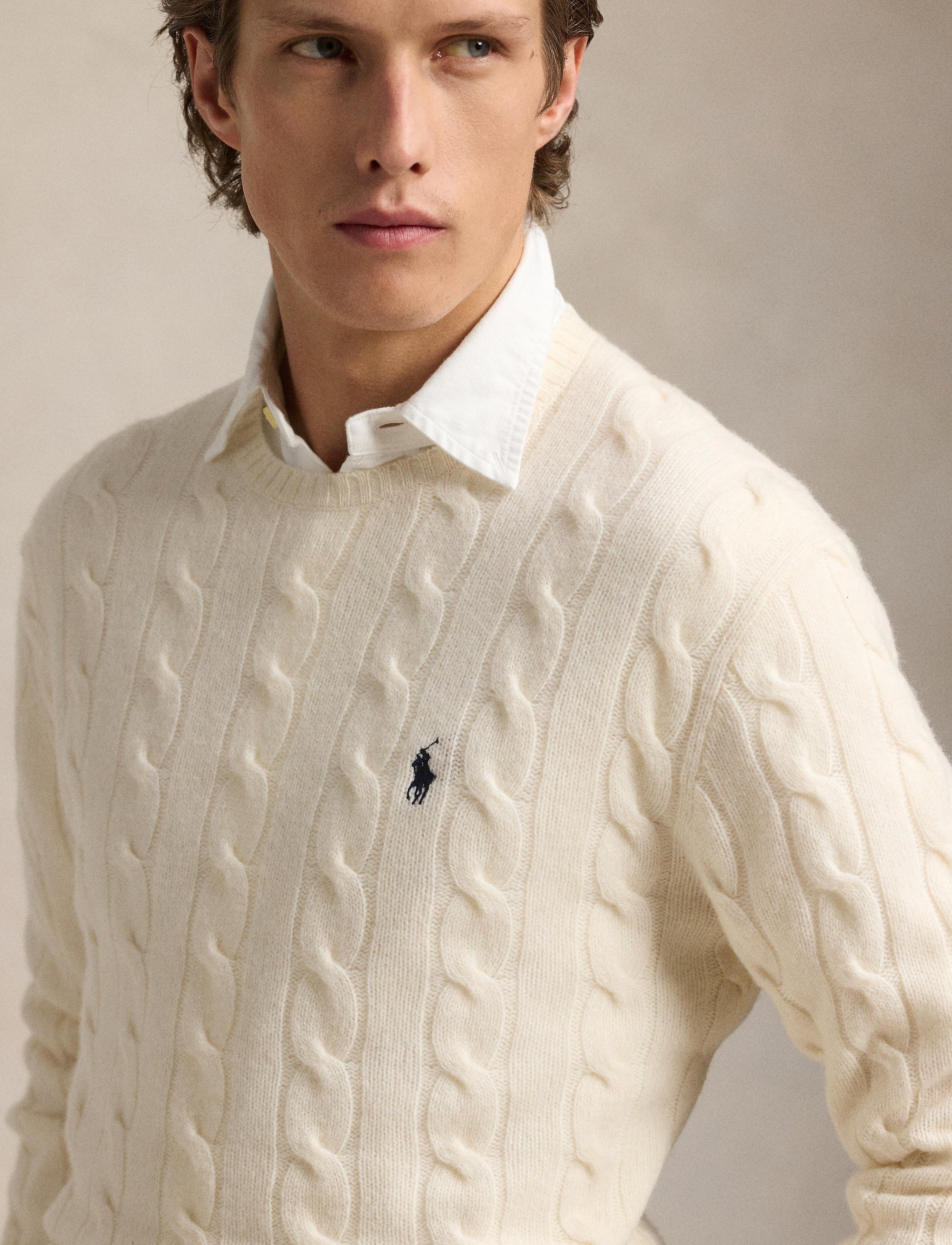 Pull en laine torsadée - Antique Cream