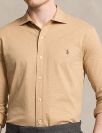 Chemise à col évasé en jersey  - Classic Camel Hthr