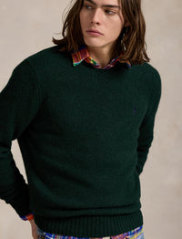 Pull col rond texturé en laine - Moss Agate