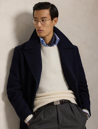 Pull col rond texturé en laine - Cream Tonal Pp