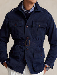 Belted twill utility jacket - Newport Navy