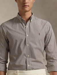 Chemise rayée Custom Fit popeline - Cooper Brown & White