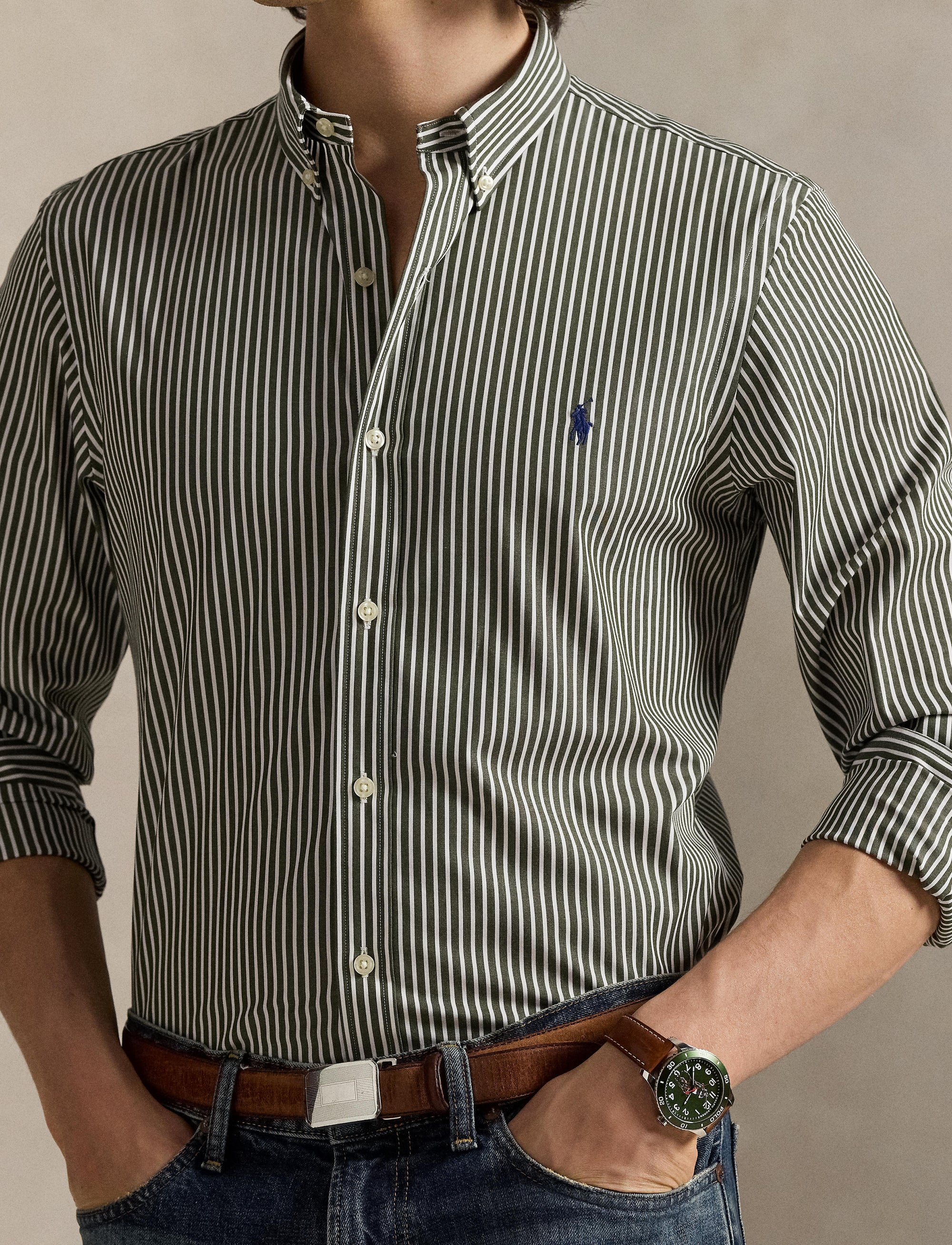 Chemise rayée Custom Fit popeline - Armadillo & White