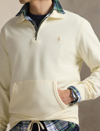 Sweat demi-zippé en coton bouclé - Clubhouse Cream