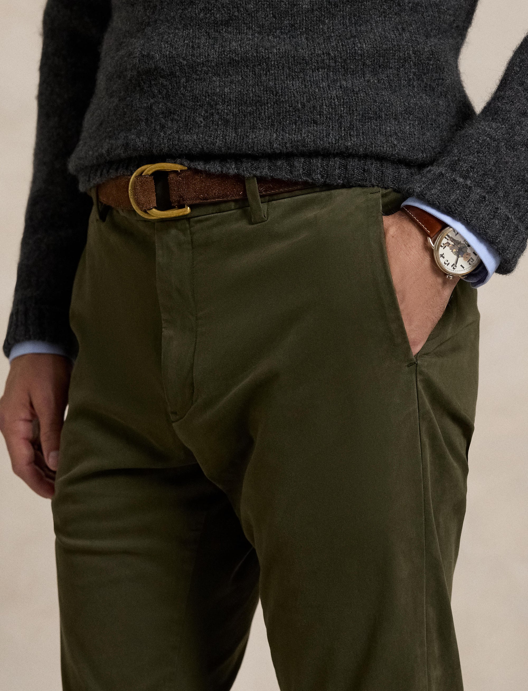 Pantalon Slim Jarrett satinette stretch - Estate Olive