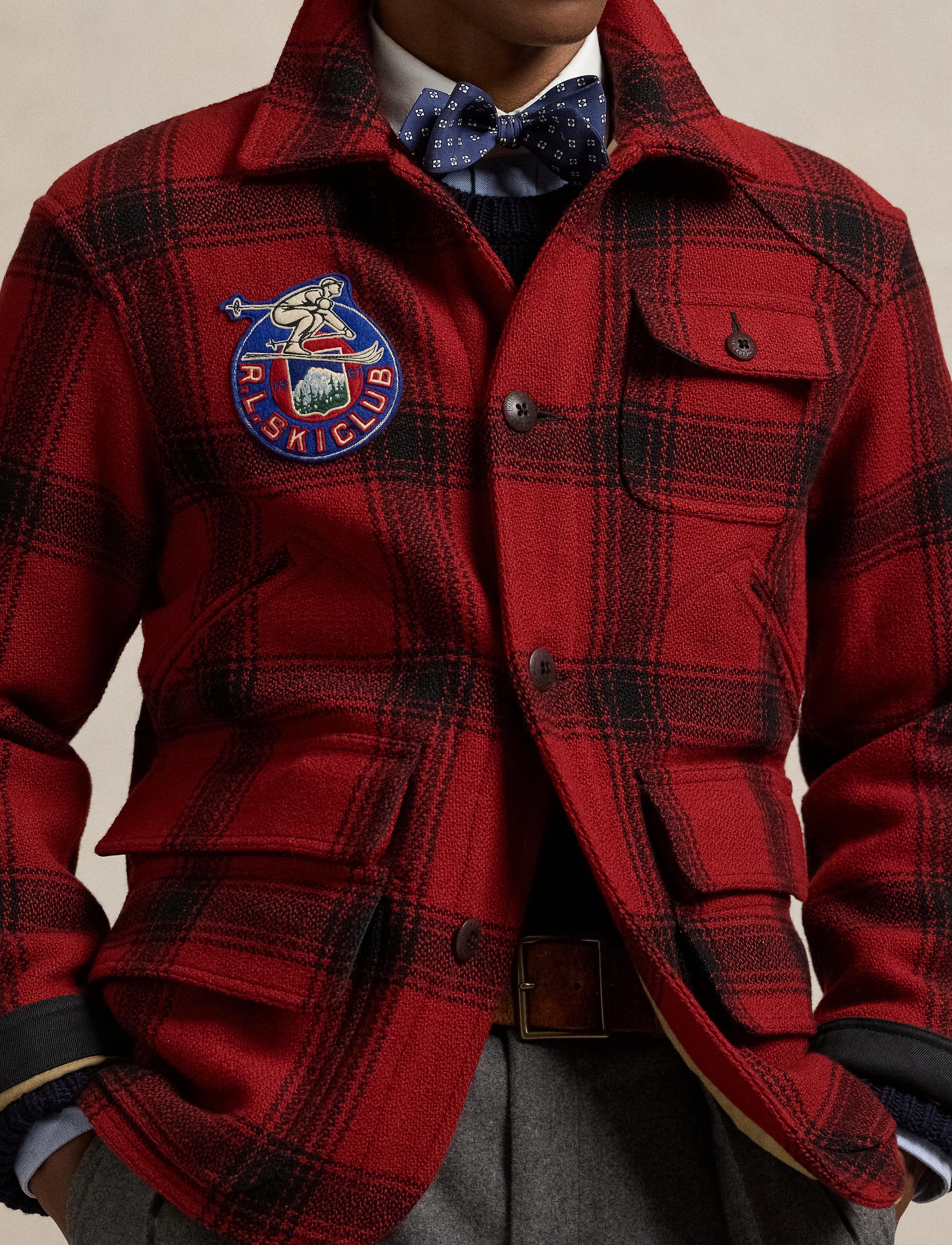 Veste utilitaire en laine écossaise  - Red Black Buffalo Plaid