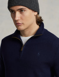 Pull demi-zippé en laine lavable - Hunter Navy