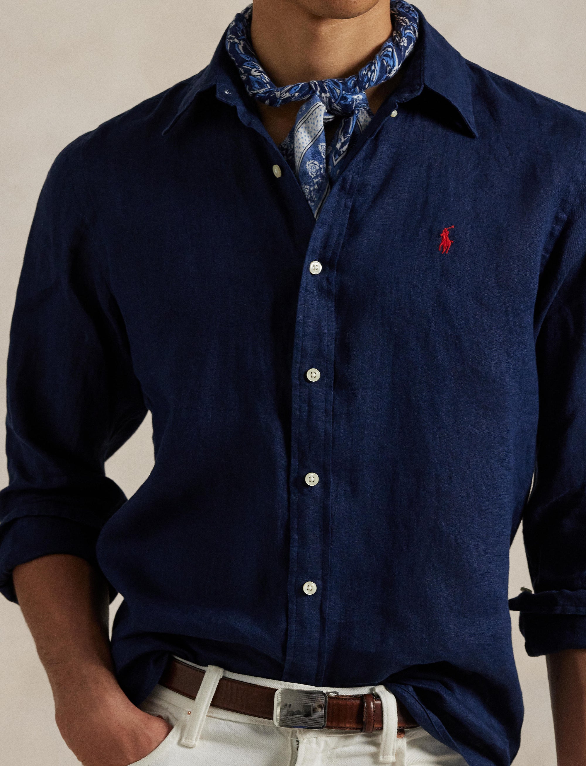 Chemise Slim Fit en lin - Newport Navy