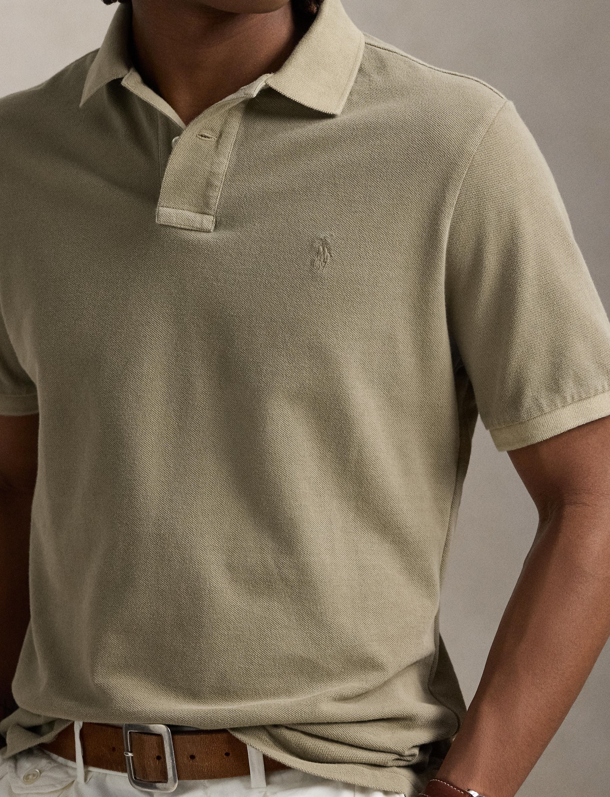 Polo Custom Slim Fit en piqué teint - Olive