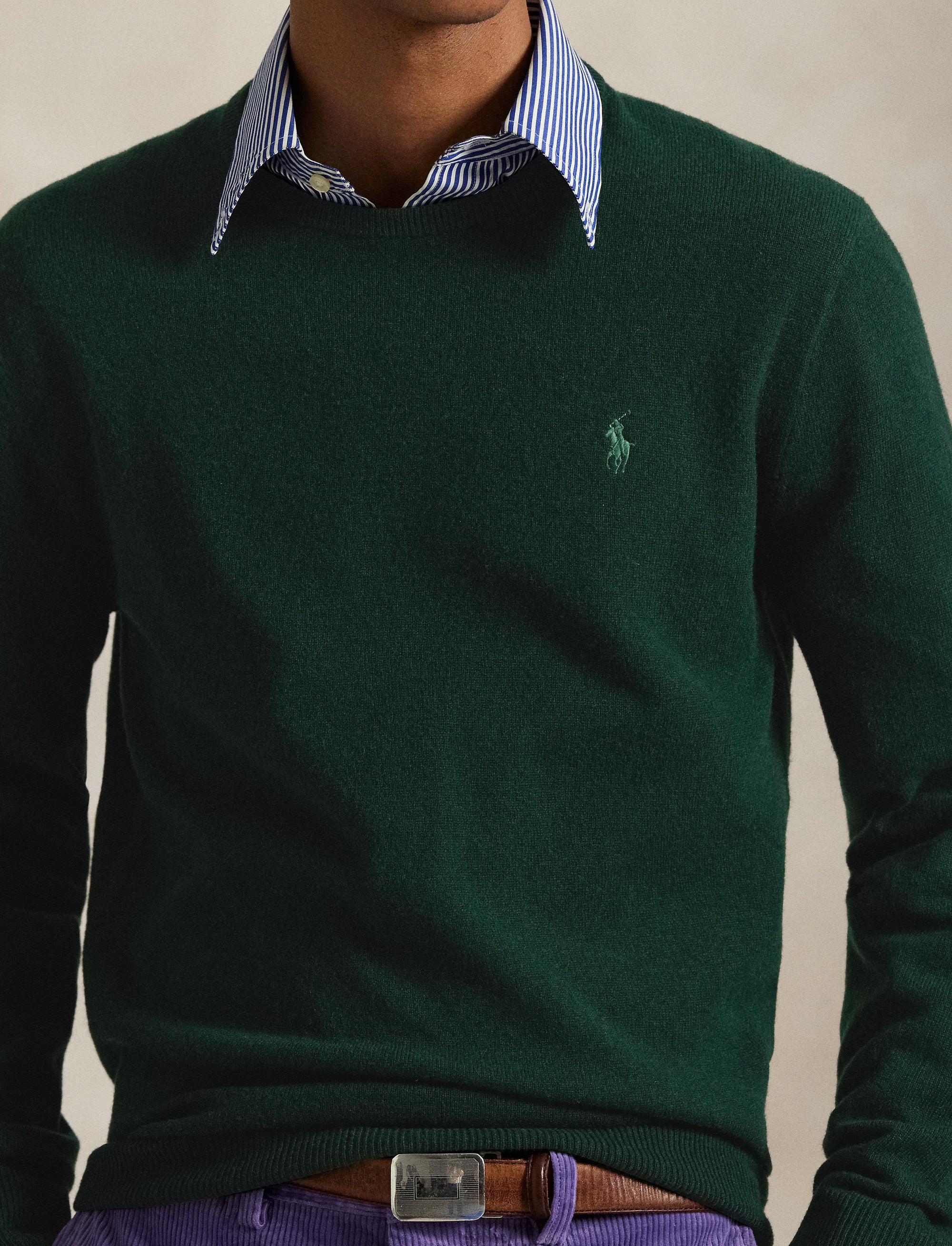 Pull col rond en laine  - Moss Agate