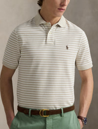 Polo en piqué rayé Custom Slim Fit - Classic Khaki & White