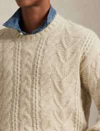 Pull en tricot d'Aran - Coconut Cream Heather