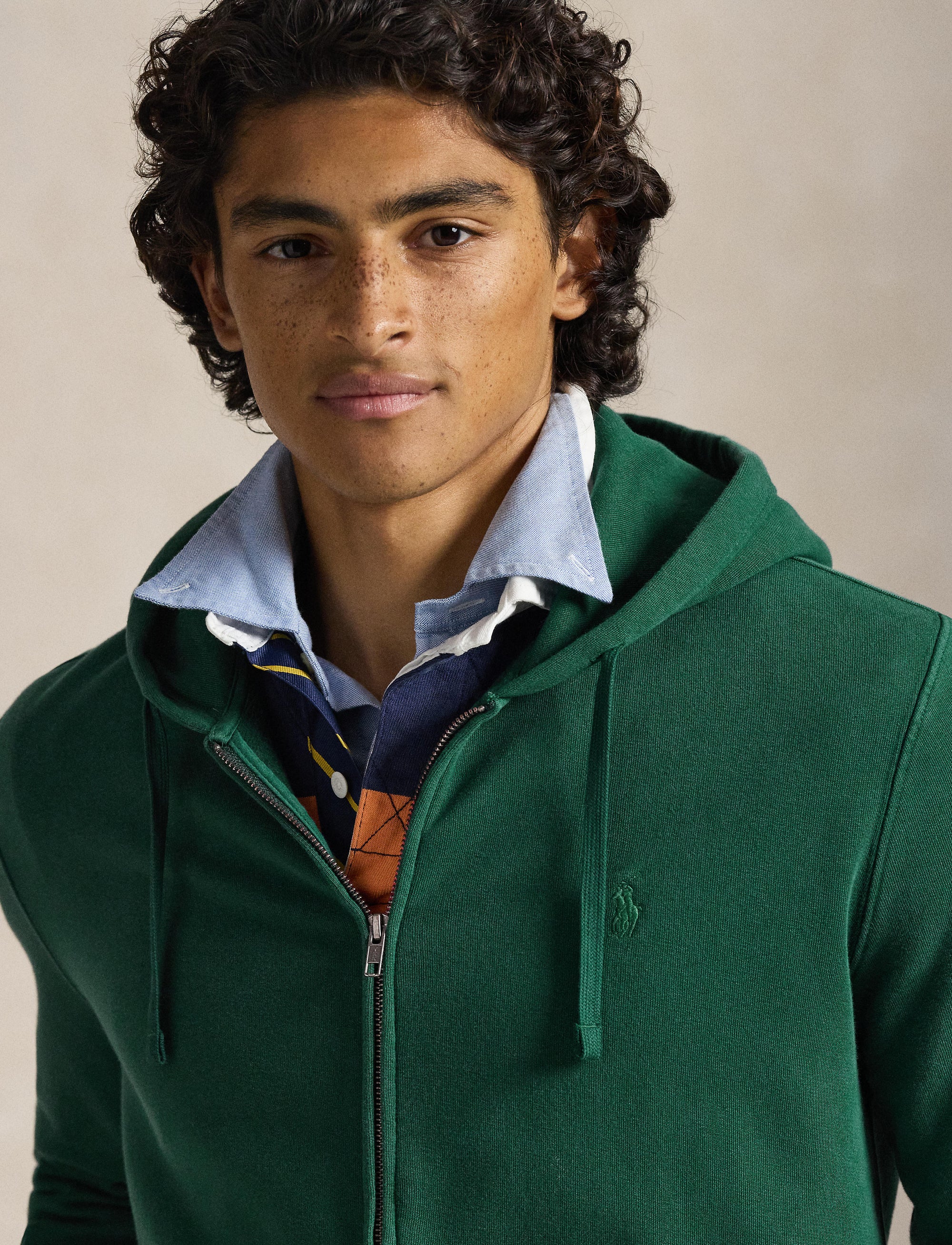 Sweat à capuche zippé teint en pièce - Frond Green