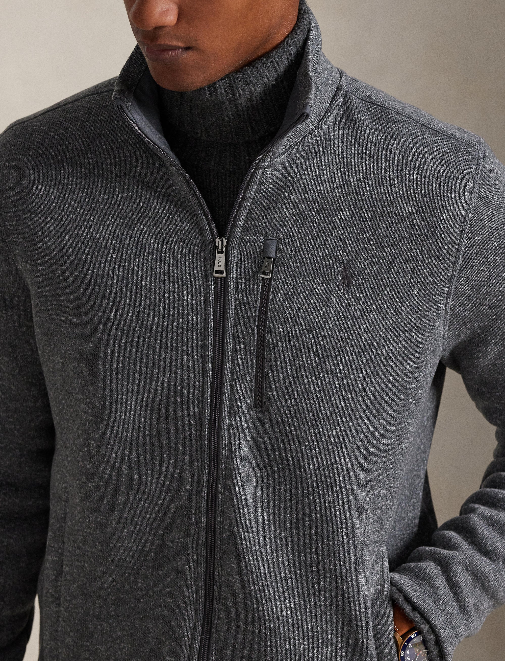 Veste zippée intégrale - Gris chiné