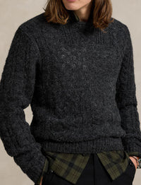 Pull drapeau tricot d'Aran en laine - Dark Granite Heather