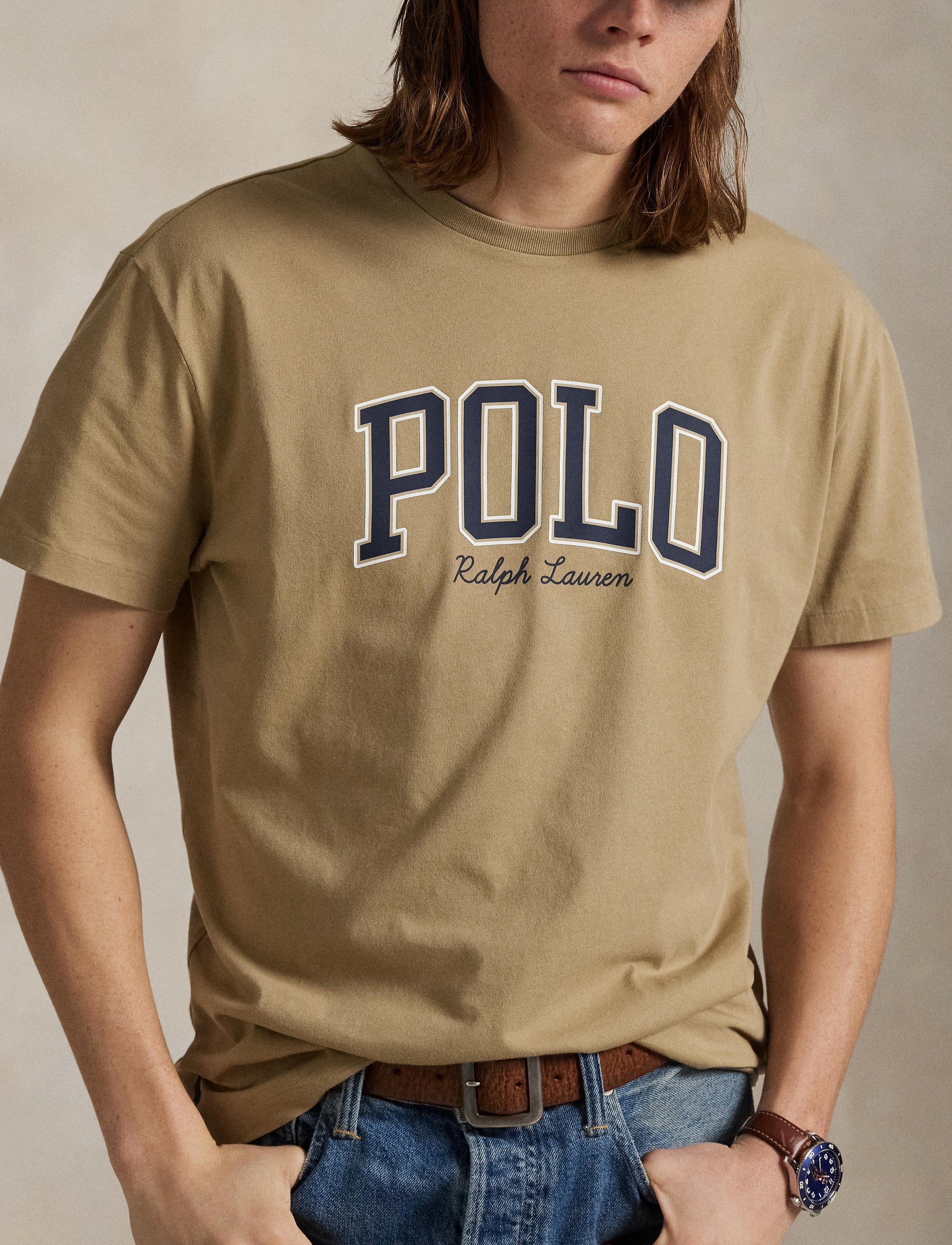 T-shirt à logo Custom Slim Fit - Surrey Tan