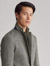 Blazer Polo à chevrons en laine - Black & Cream