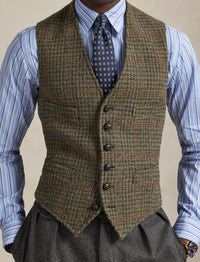 Gilet en tweed écossais - Loden & Multicolore