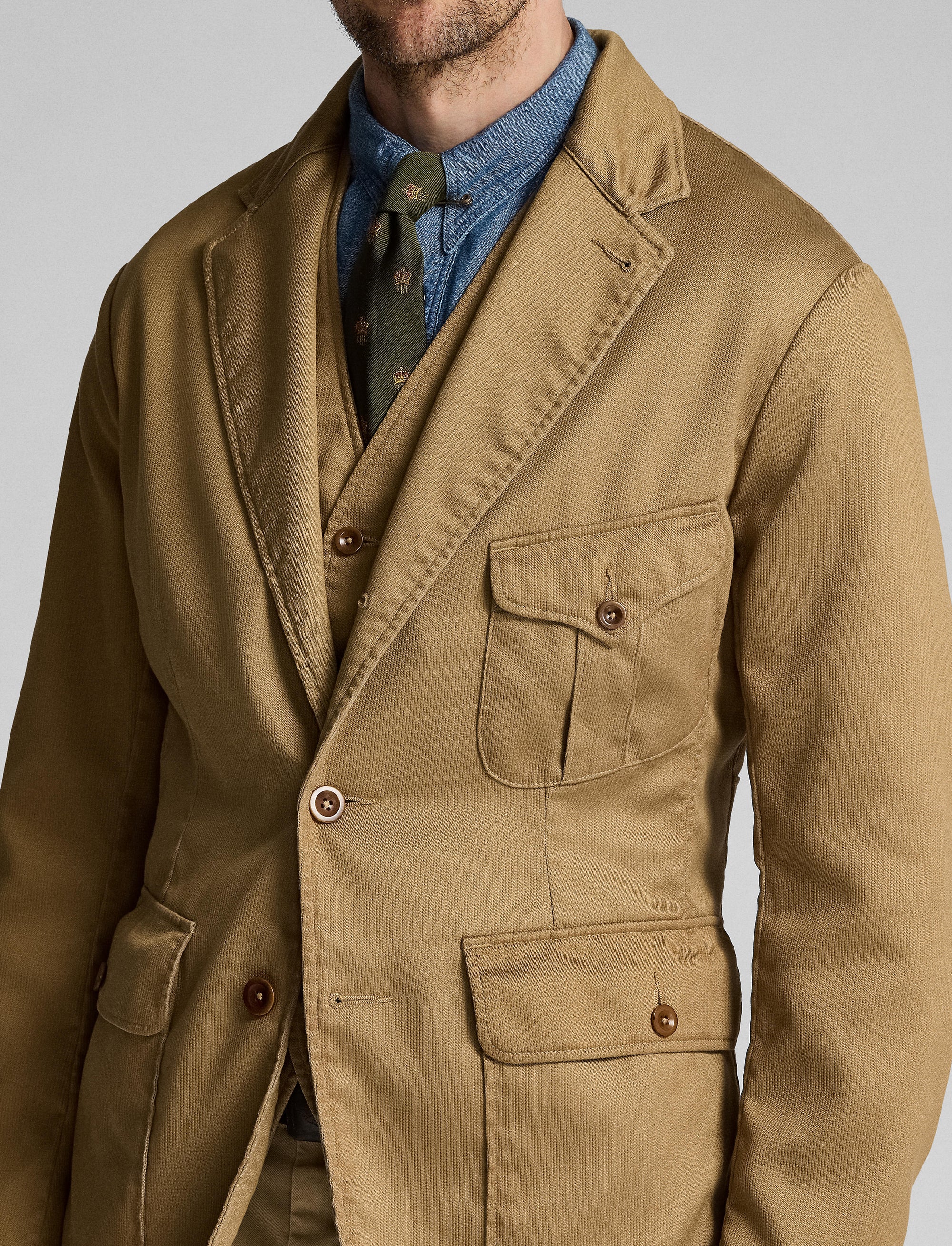 Blazer déstructuré tissu à grosses côtes - Brown