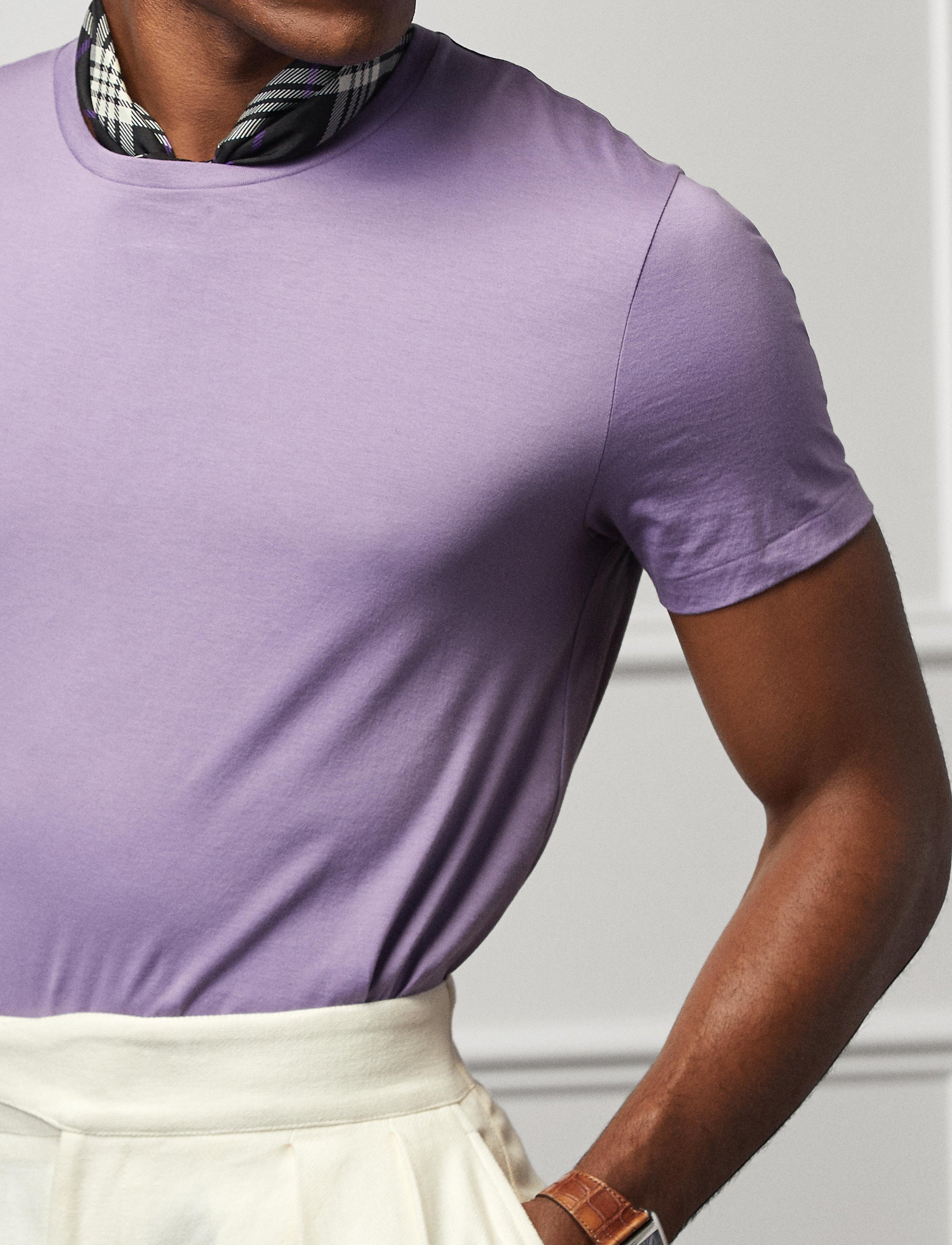 Round-neck T-shirt in Scottish yarn - Purple Haze