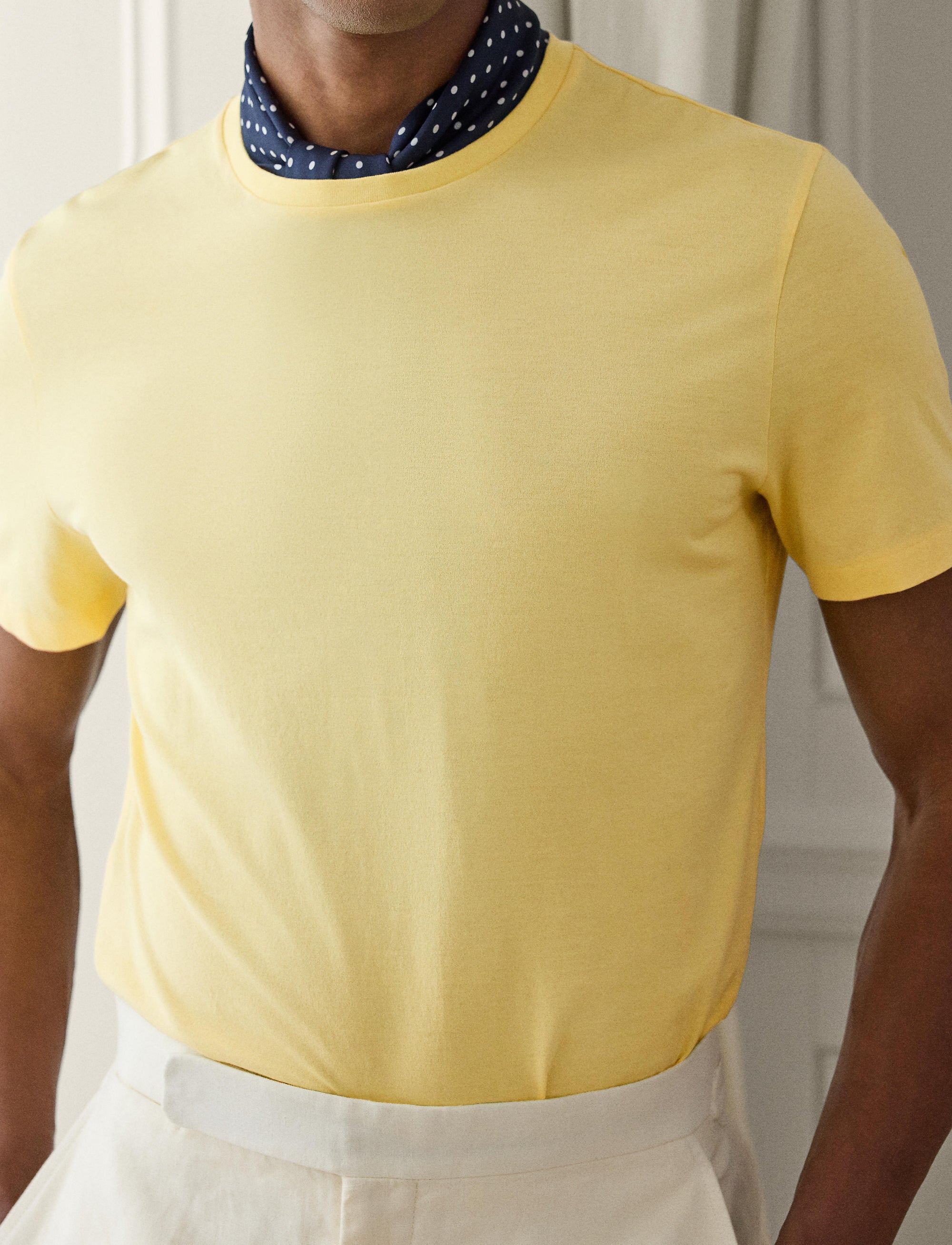 Round-neck T-shirt in Scottish yarn - Lemon Meringue